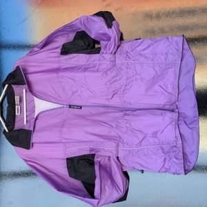 L purple black tekgear zip up wind jacket elastic wrist and adjustable waist